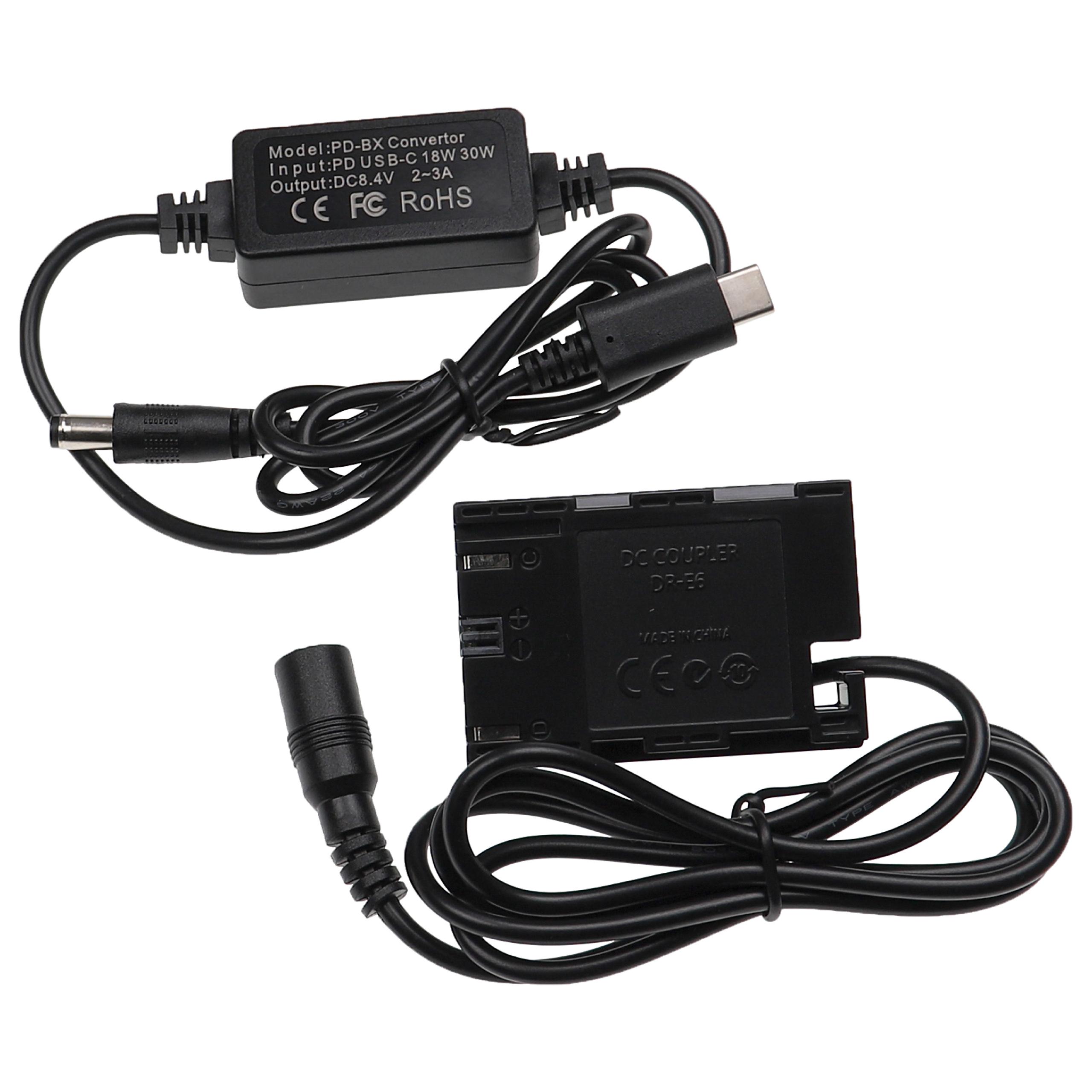 Adaptateur Secteur Compatible Canon ACK-E6 + Coupleur DR-E6 - Pour Appareils Photo - Neuf