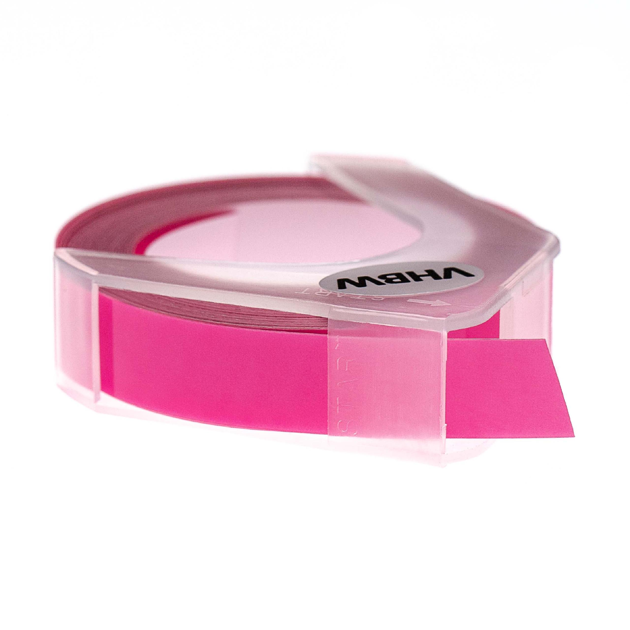 Prägeband Schriftband Kassette 9mm weiß auf leuchtrosa 3D für Dymo 1755 1765